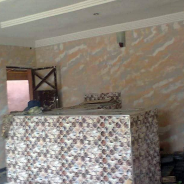 POP Ceiling painted with 3Dalux paints and wallpaper
