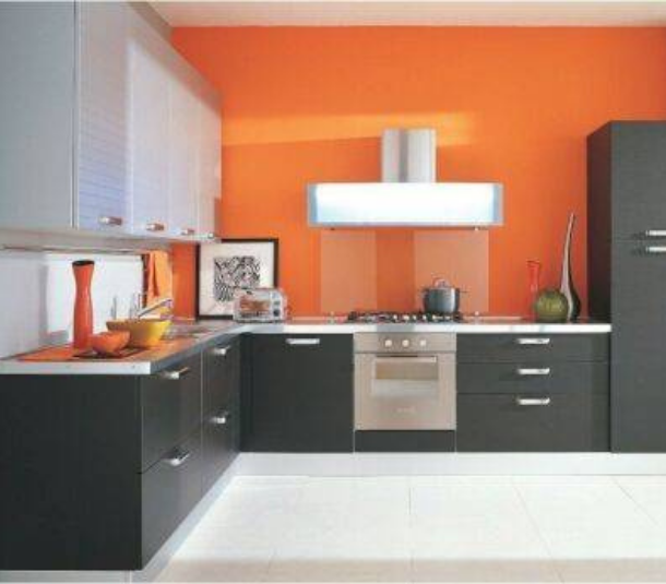 house interior orange and white
